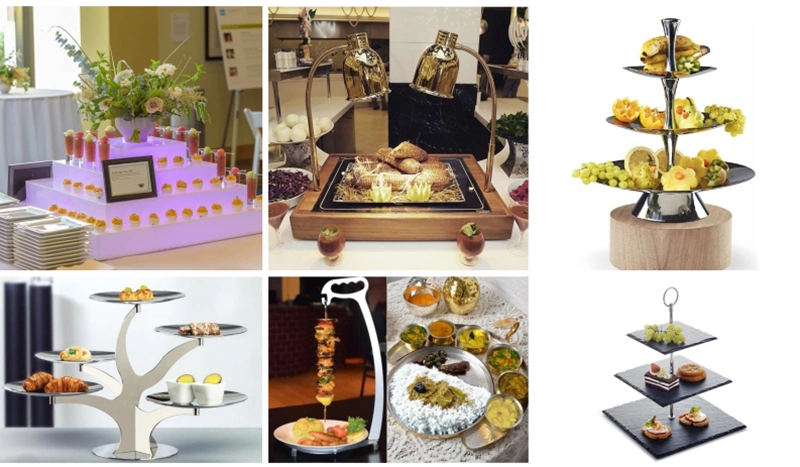 Catering Buffet Item Cake Decorator Mirror Cube Square Riser Frame Rack for Tiers Buffet Serving Platter Glass Gold Table Food Cupcake Dessert Display Stand