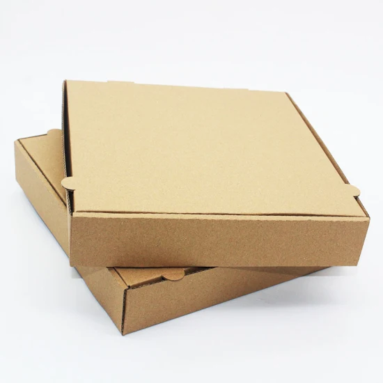 La Chine en gros personnalisé imprimé de bonne qualité toutes les tailles de papier kraft couleur boîte d'emballage de pizza alimentaire en carton ondulé avec logo